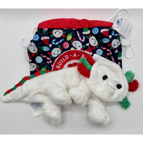 Build A Bear Festive Fun Christmas Axolotl & Carier Bag UNSTUFFED NWT New - Picture 1 of 6